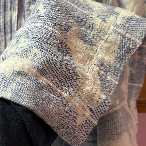 Faherty Sky Blue Tie Dye Linen Blend Shirt Dress Size Small summer beach resort - Picture 13 of 15